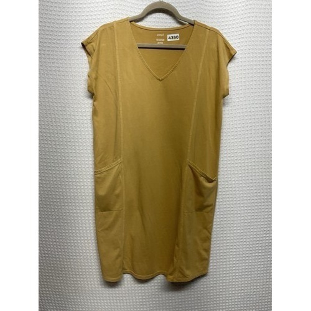 NWOT J. Jill Purejill Mustard Knit Pockets Lagenlook Midi Dress Women PM India